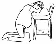 kneeling with head on chair kneeling with head on chair