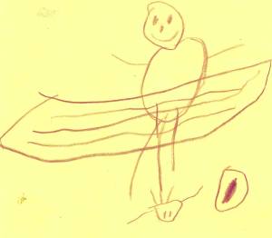 Toddlers can do birth art too! Love the placenta in a bowl and the baby attached to the mama with cord (yes, I know the two are mutually exclusive, but I love it anyway!)